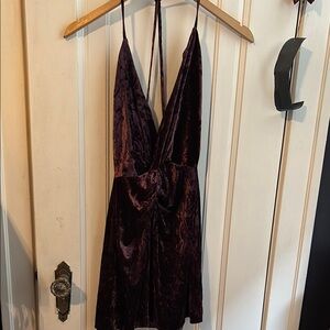 Zara Velvet Backless Dress in Deep Burgundy